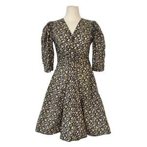 BY TIMO Button Down Ruched Puff Sleeves Mini Shirt Dress Floral Multi | S